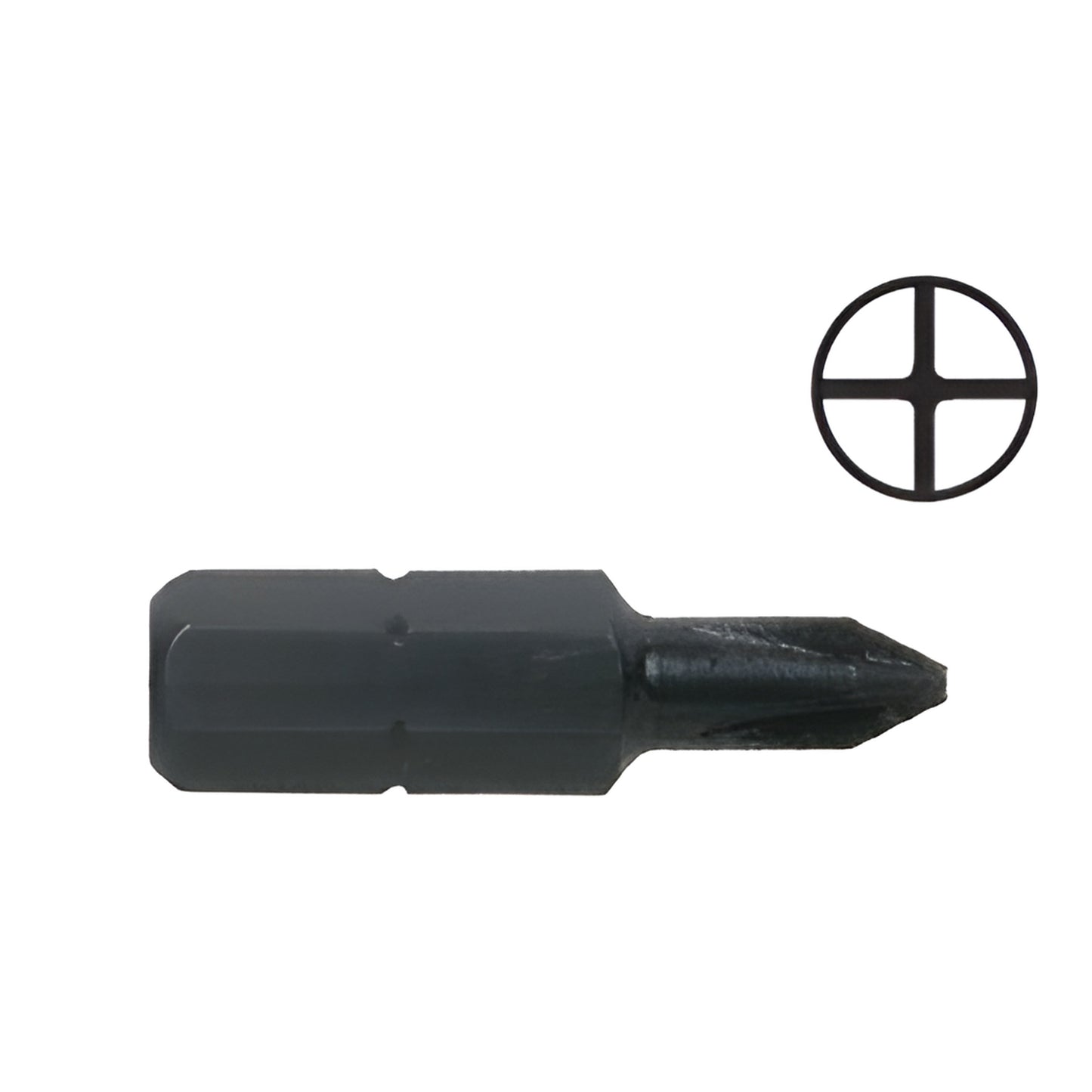 SKU 4461 - CRL 1/4" hex Phillips insert bit (undercut style), black, Phillips cross shown
