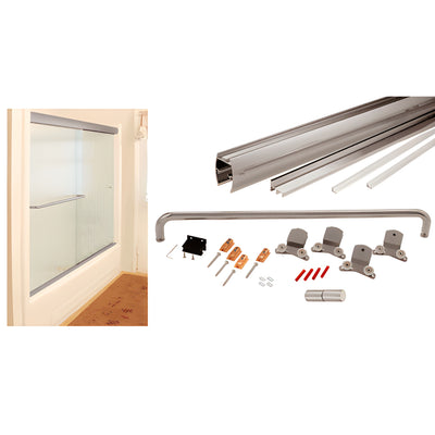 CRL Cottage CK 60x60 Brushed Nickel Sliding Shower Door Kit, 3/8 in Glass