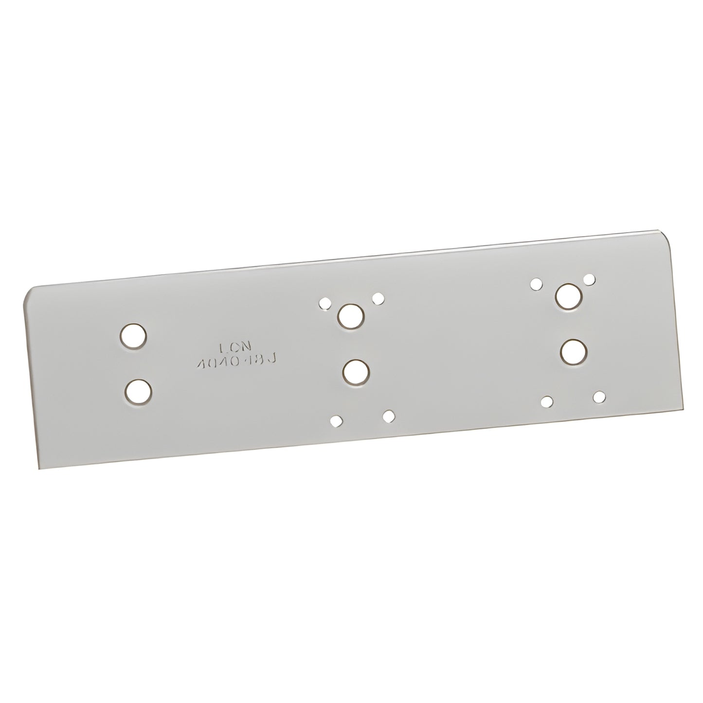 LCN drop plate (404018TJAL), aluminum top-jamb mounting plate with multiple predrilled holes for 4040XP closers