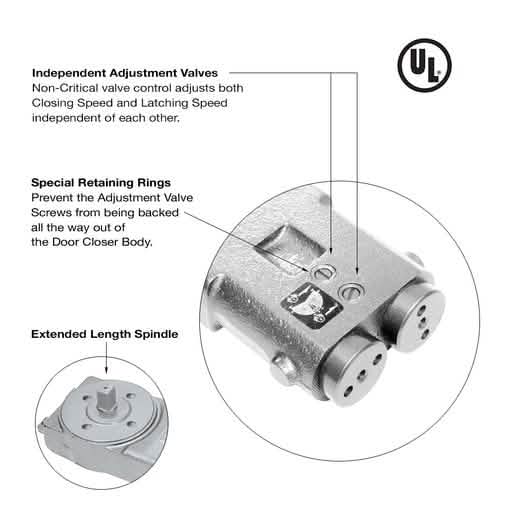 CRL Heavy-Duty 90º Hold Open Closer Body with Mounting Clips - Durable and Reliable