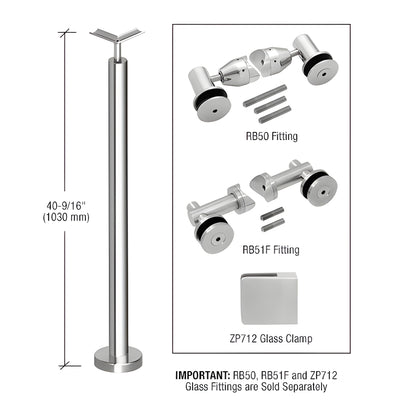 CRL P7 Polished Stainless 42-in Corner Post Railing Kit No Fittings