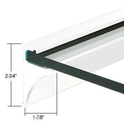 CRL 36" White Aluminum Wall-Mount Shelf Kit for 3/8" Tempered Glass