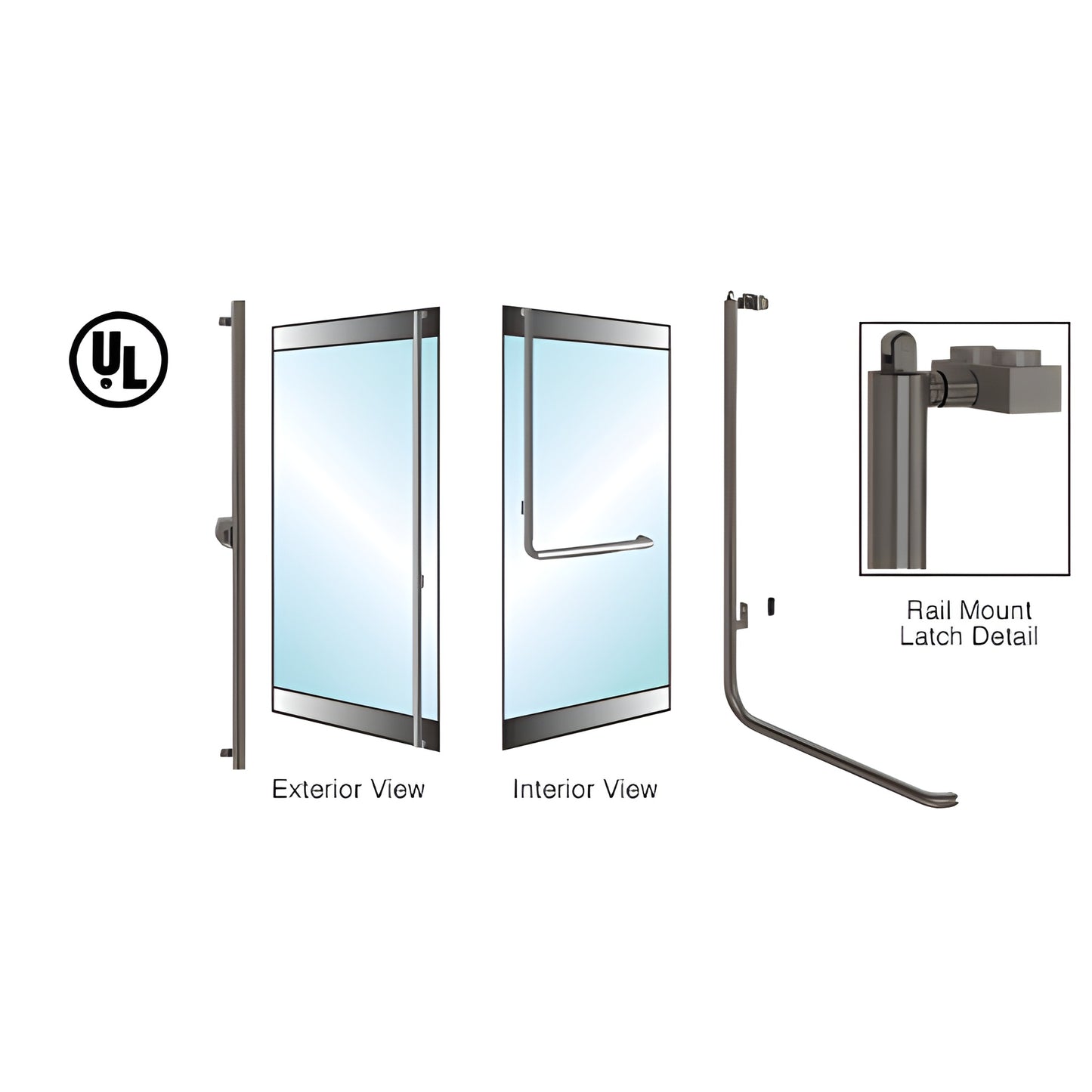 PA100F4RK0RB oil-rubbed bronze ADA tubular panic handle for glass doors, rail-mount 1-1/4" interior push bar.