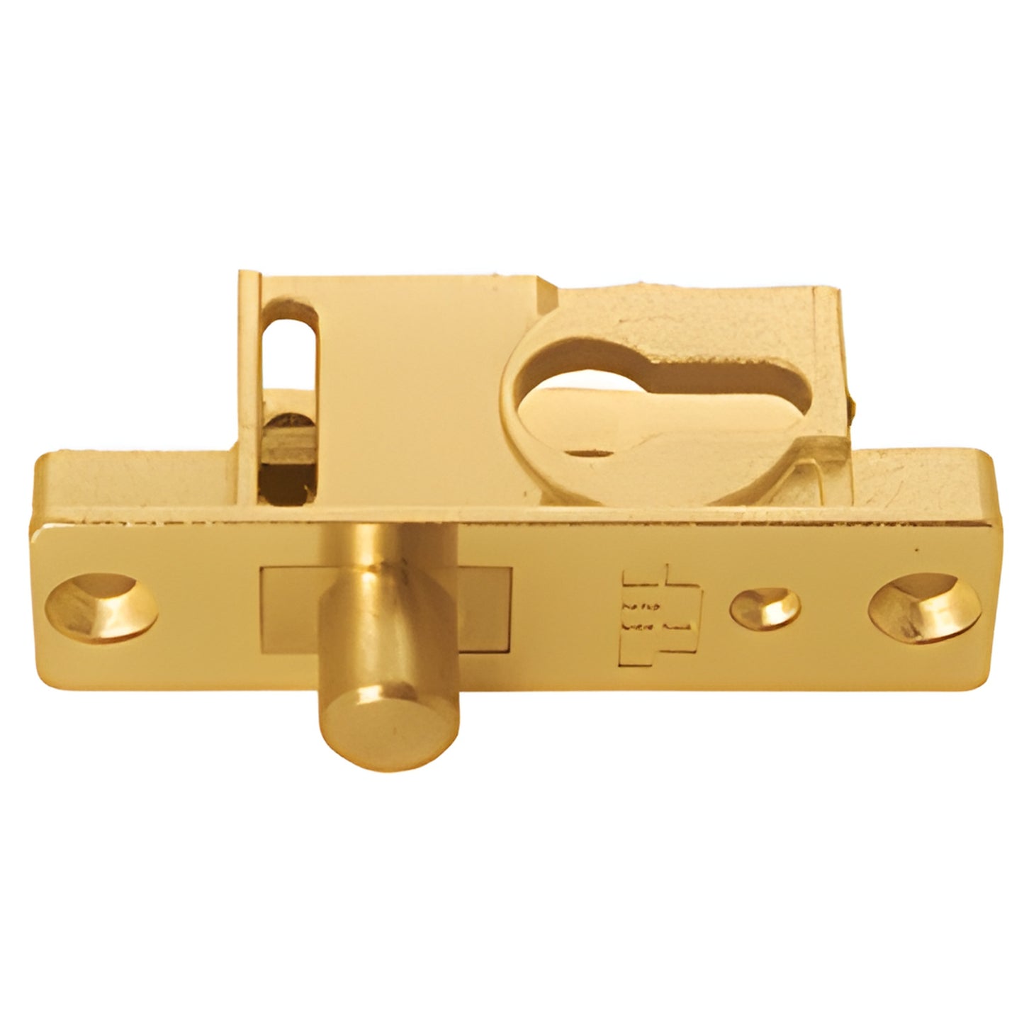 CRL SKU 777EC solid brass door rail lock with 5/8 in (16 mm) plunger bolt, polished brass finish