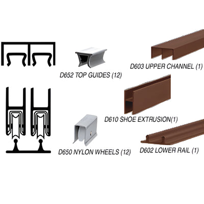 CRL Duranodic Bronze D603/D602 Sliding Door Track w/ Nylon Wheels