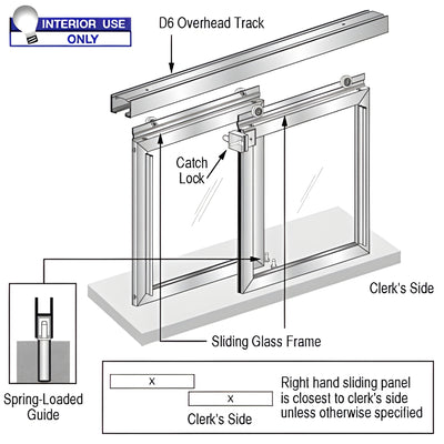 CRL Horizontal Sliding Daisy Pass-Thru Assembly w/ D6 Header, No Jambs