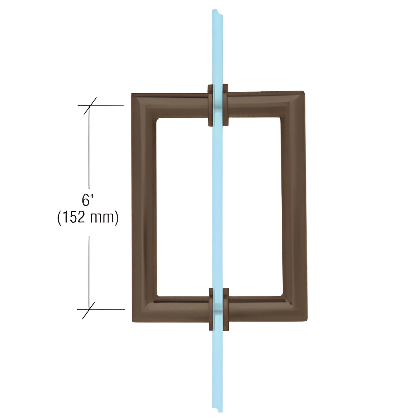 MT6X60RB oil-rubbed bronze mitered-corner brass pull handle for glass doors, 3/4 in tube, 6 in C-to-C, back-to-back mount