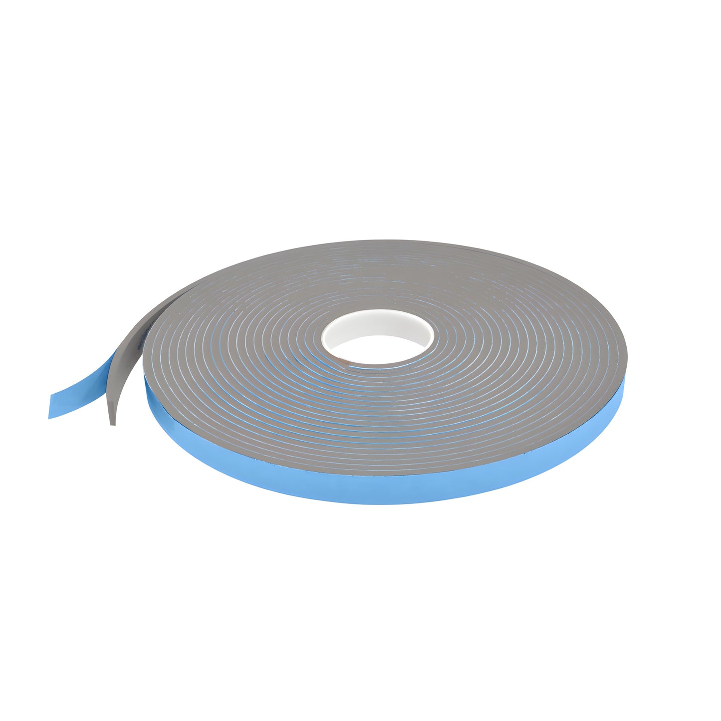 Gray CRL foam glazing tape roll (3/4 in 50 ft, 1/4 in thick) with blue release liner - SKU 74814X34GRY