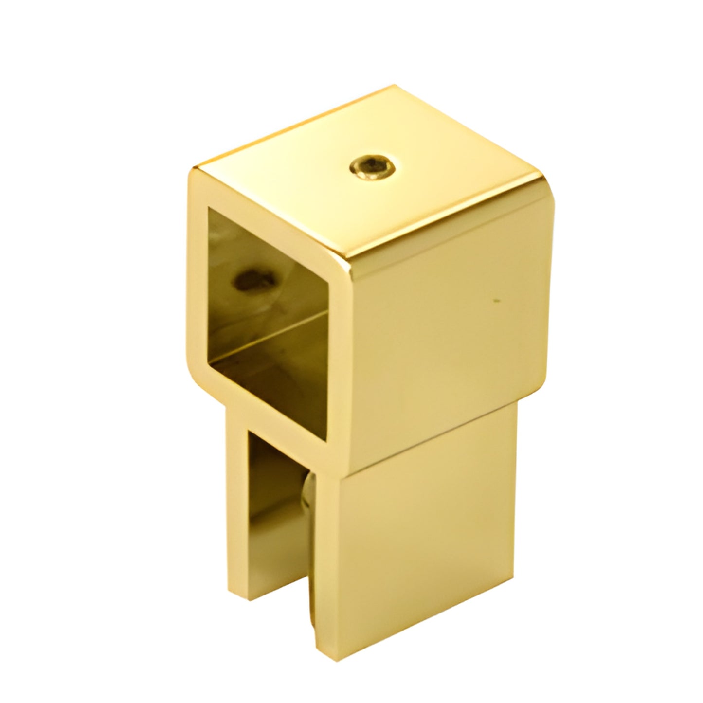 Polished brass square support bar fitting for 6-8mm glass, no-drill stabilizer (SKU: SQ43BR)