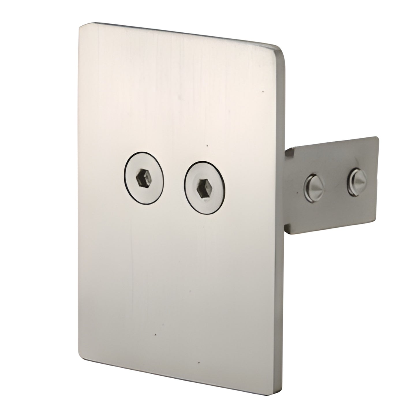 GSDH160BS brushed stainless steel top track end cap, 304 stainless, rectangular with mounting bracket