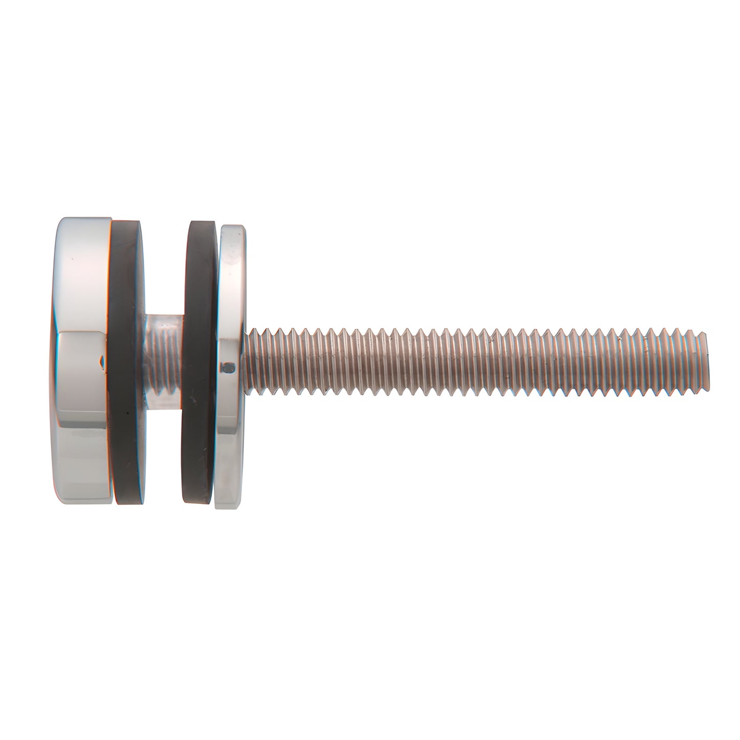 Polished brass replacement cap, washer and threaded stud for single-sided commercial door pulls (SKU F41SKPS)