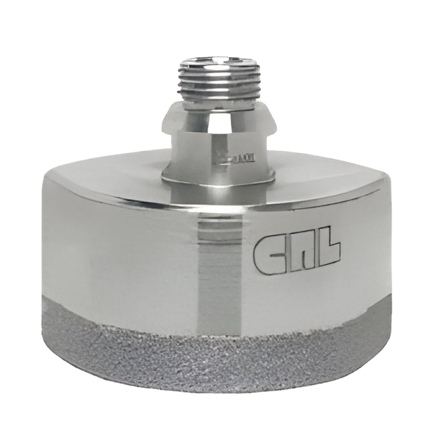 CRL HBT312 electro-formed diamond glass drill bit, chrome body with diamond grit rim and Belgian-style threaded shank.