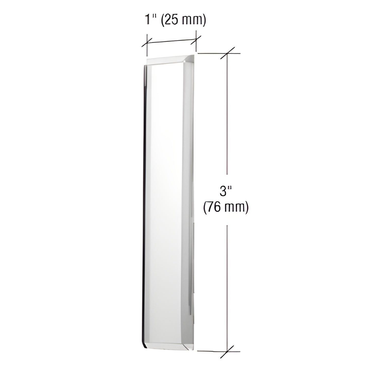 Clear acrylic mirror finger pull, 3 in x 1 in, self-adhesive low-profile pull for sliding mirror doors
