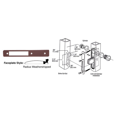 CRL Dark Bronze Radius Weather-stripped Faceplate for DL2110 Series Long Throw Deadlocks