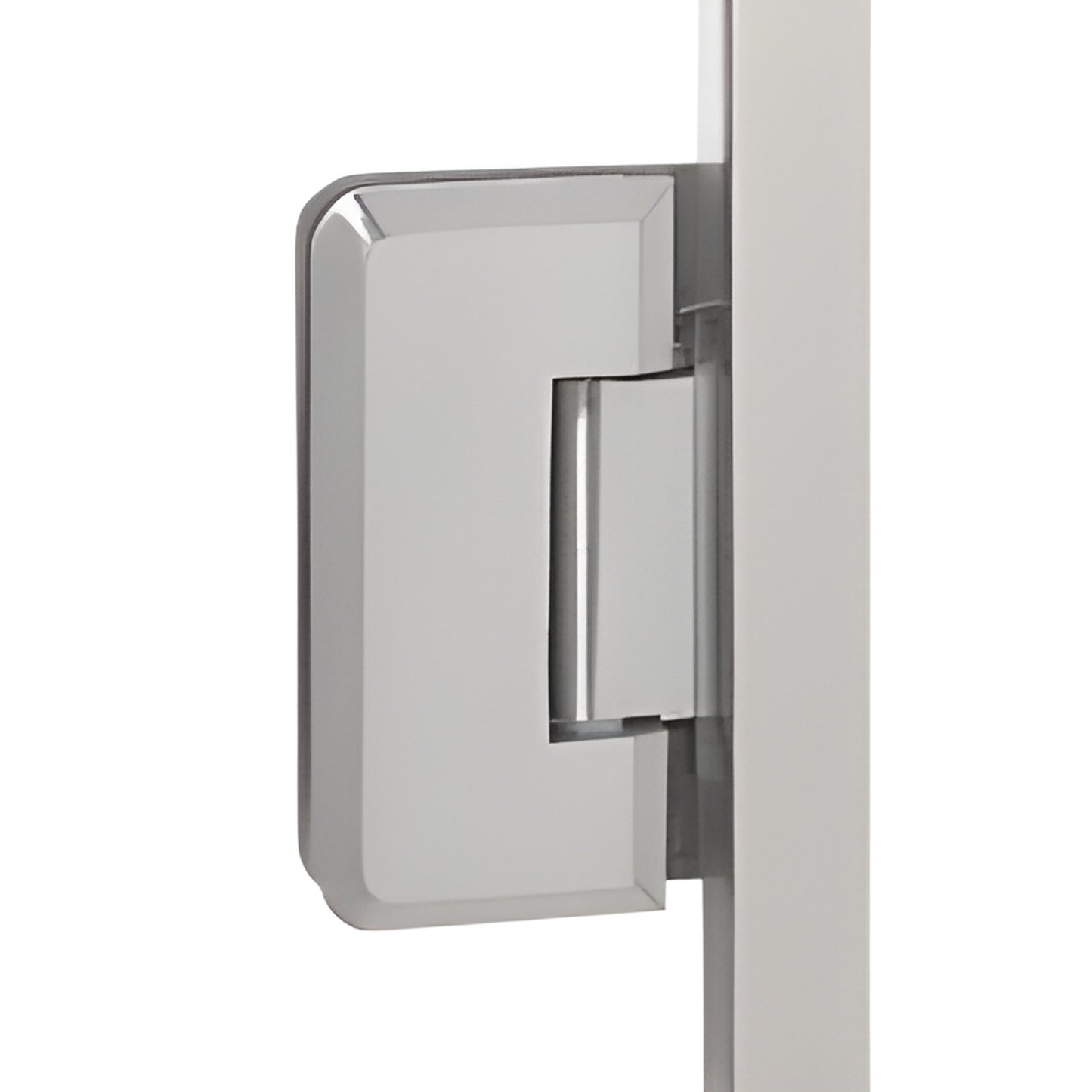 Brushed nickel jamb-mounted shower hinge (P1N03372BN), beveled style on 72" jamb for 5/16-3/8" glass