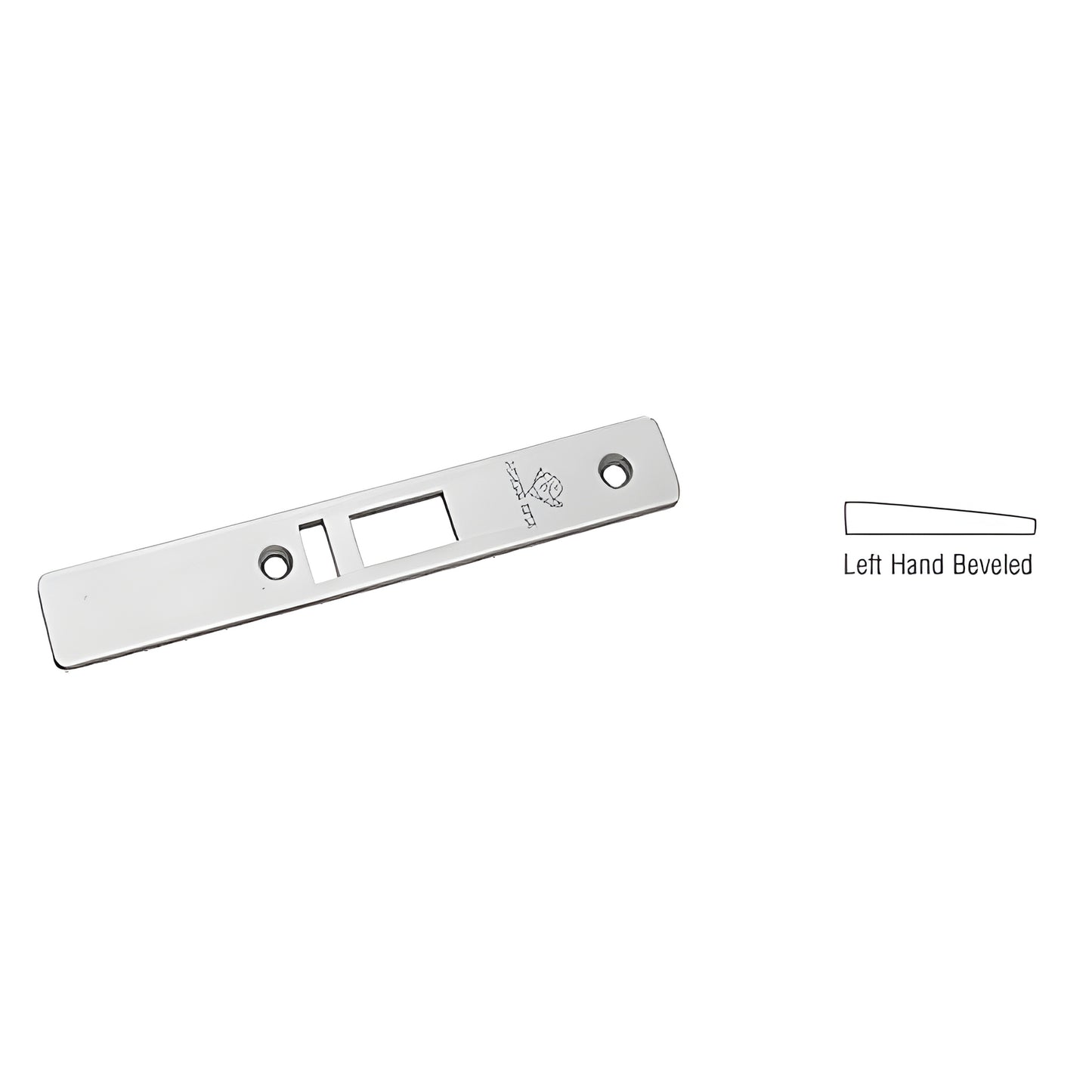 Aluminum beveled left-hand faceplate for AR4513 deadlatch, 1" x 6-7/8" (SKU 452220AL)