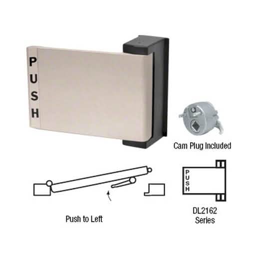 CRL Brushed Nickel Universal Push-Pull Paddle Handle - Push to Left, sleek and durable des