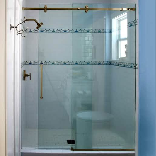 CRL Brushed Bronze Sliding Door System - 95" Deluxe Serenity Series, 180° Design