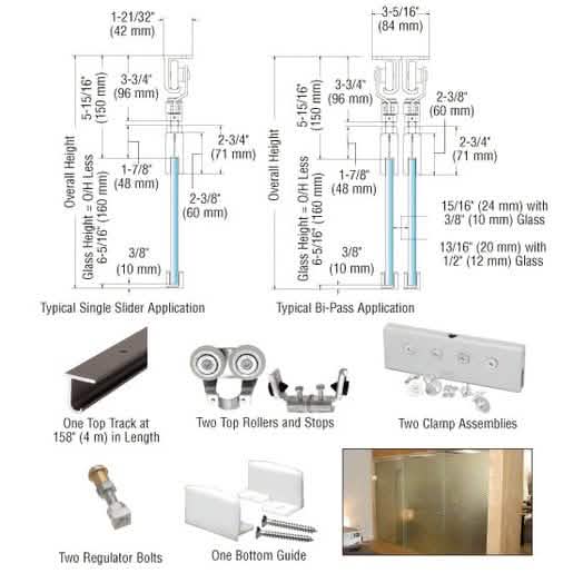 CRL EZ-Slide 180 Top Hung Single Track Sliding Door Kit for smooth, space-saving access.