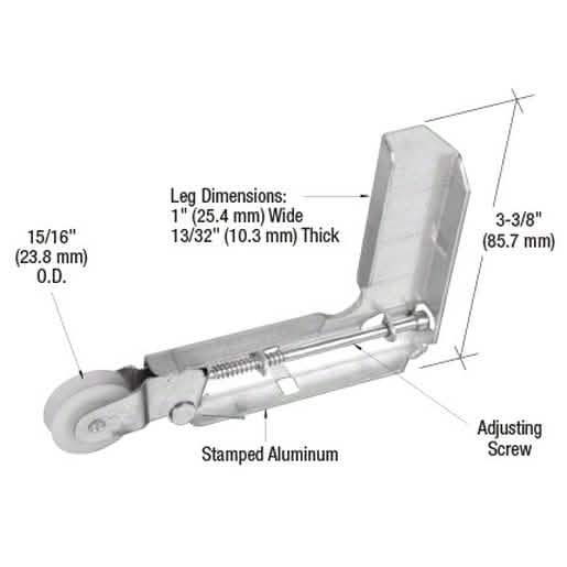 CRL 15/16" Nylon Sliding Screen Door Corner Roller Assembly for Acorn Industry