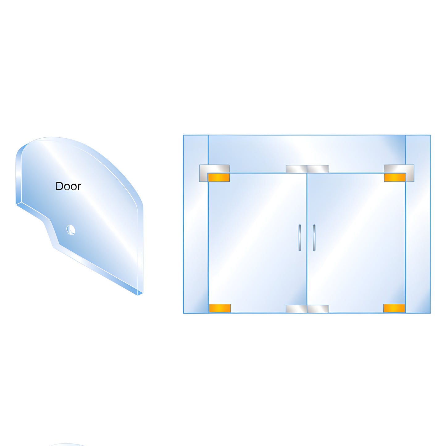 EUR201DU black bronze anodized European patch fitting for frameless glass doors, top/bottom, 2" high, fits 10/12mm glass.