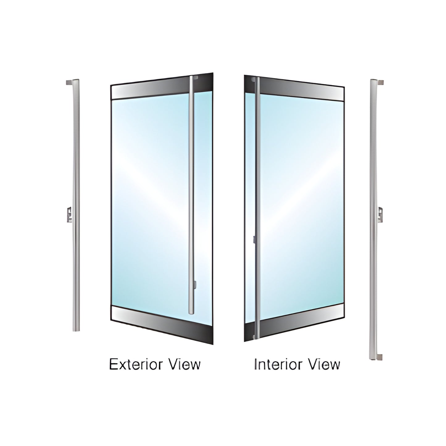 Brushed stainless tubular access handle for glass doors, DRS rail-mount 1-1/4" diameter (SKU DH130FS4RBS)