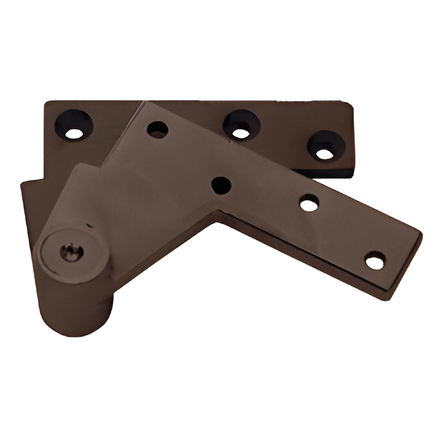 CRL offset top pivot (SKU 95120DU), dark bronze aluminum door pivot with offset hinge and multiple mounting holes.