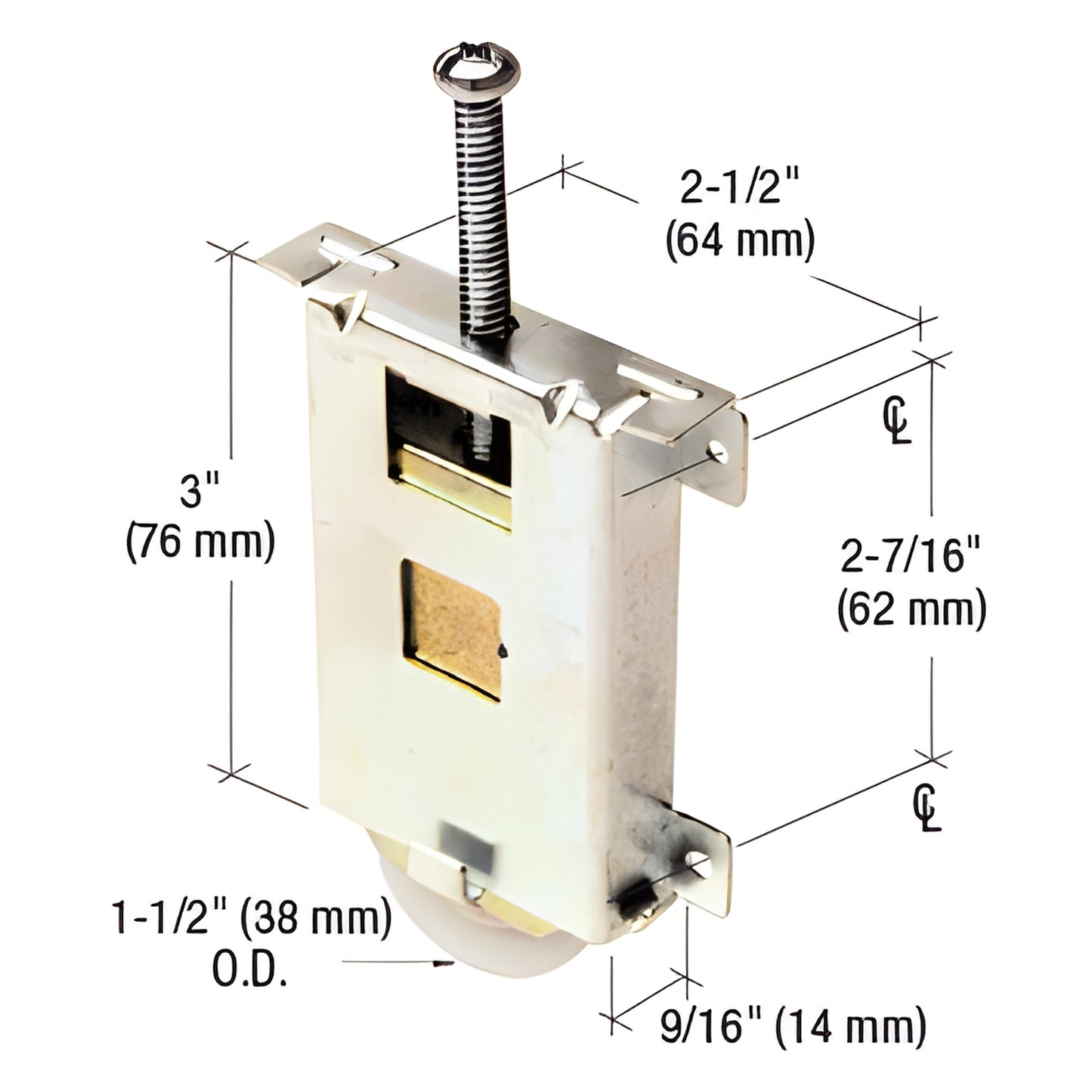 CRL N6630 adjustable steel housing roller with 1.5" concave nylon wheel for Monarch 'L' mirror doors.