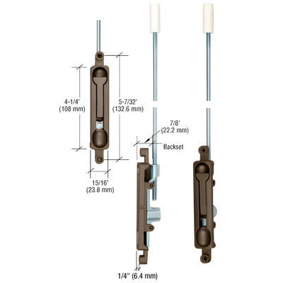 CRL Dark Bronze 1/4" Offset Flush Bolt for Doors