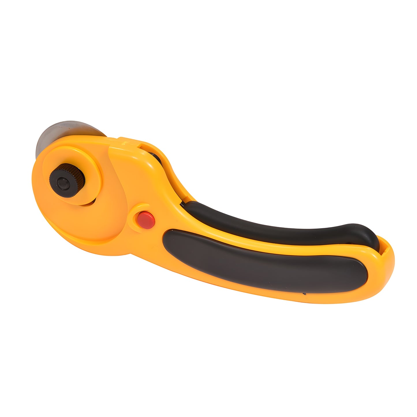 Olfa RT45 45mm ergonomic rotary cutter, orange/black handle, anti-slip grip, self-retracting blade