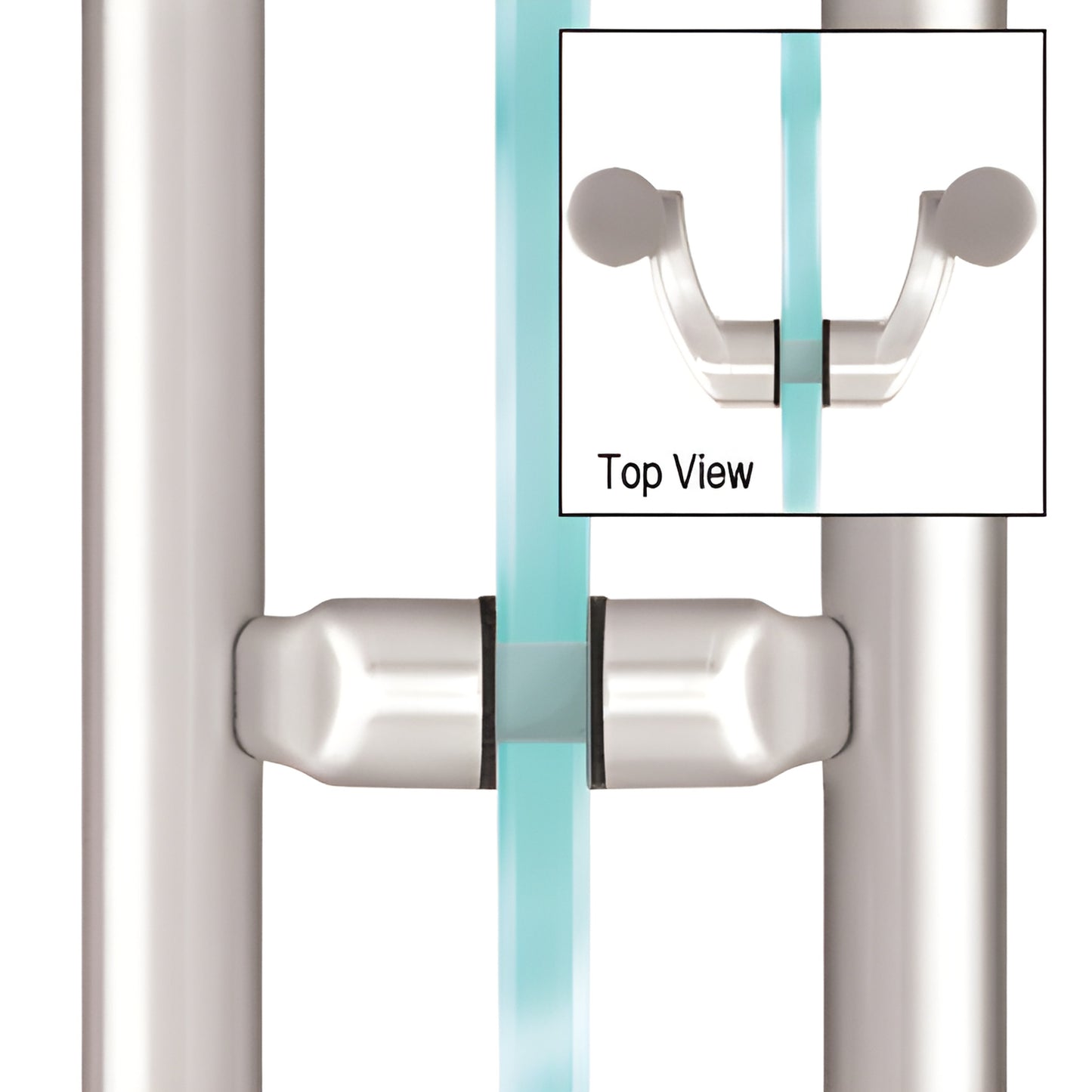 CRL LP0PS polished stainless steel offset mid-posts for ladder pulls on glass, two-piece retrofit