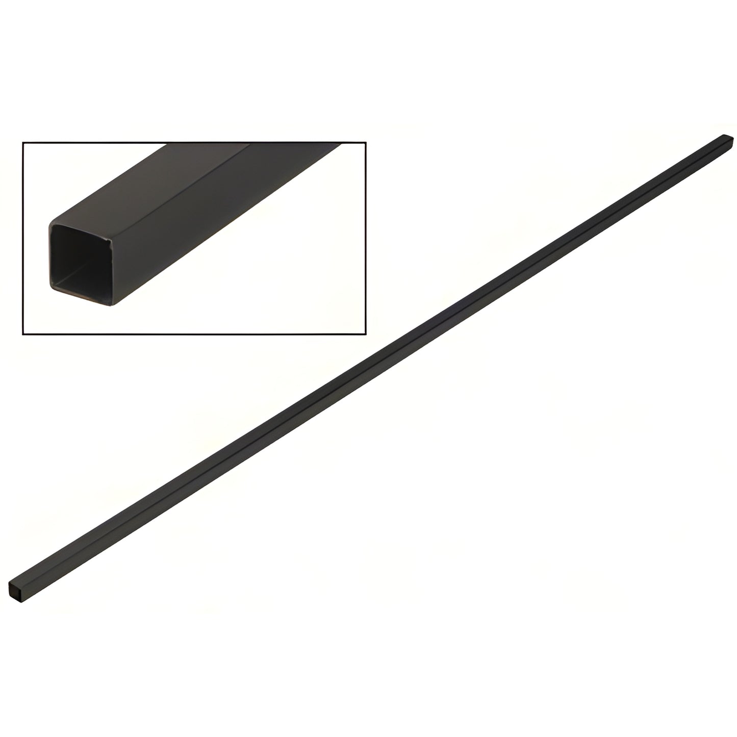 Matte black 59in brass square support bar for 1/4-1/2in glass (SKU: SQ59MBL)