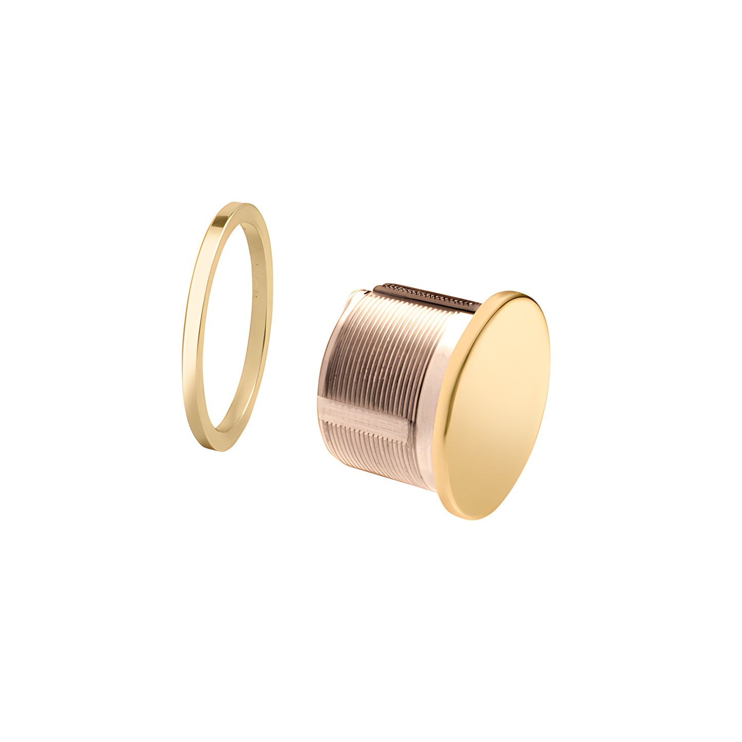 CRL DRA30PB polished brass mortise dummy cylinder with low-profile thumbturn and matching trim ring, 1-5/32" dia.