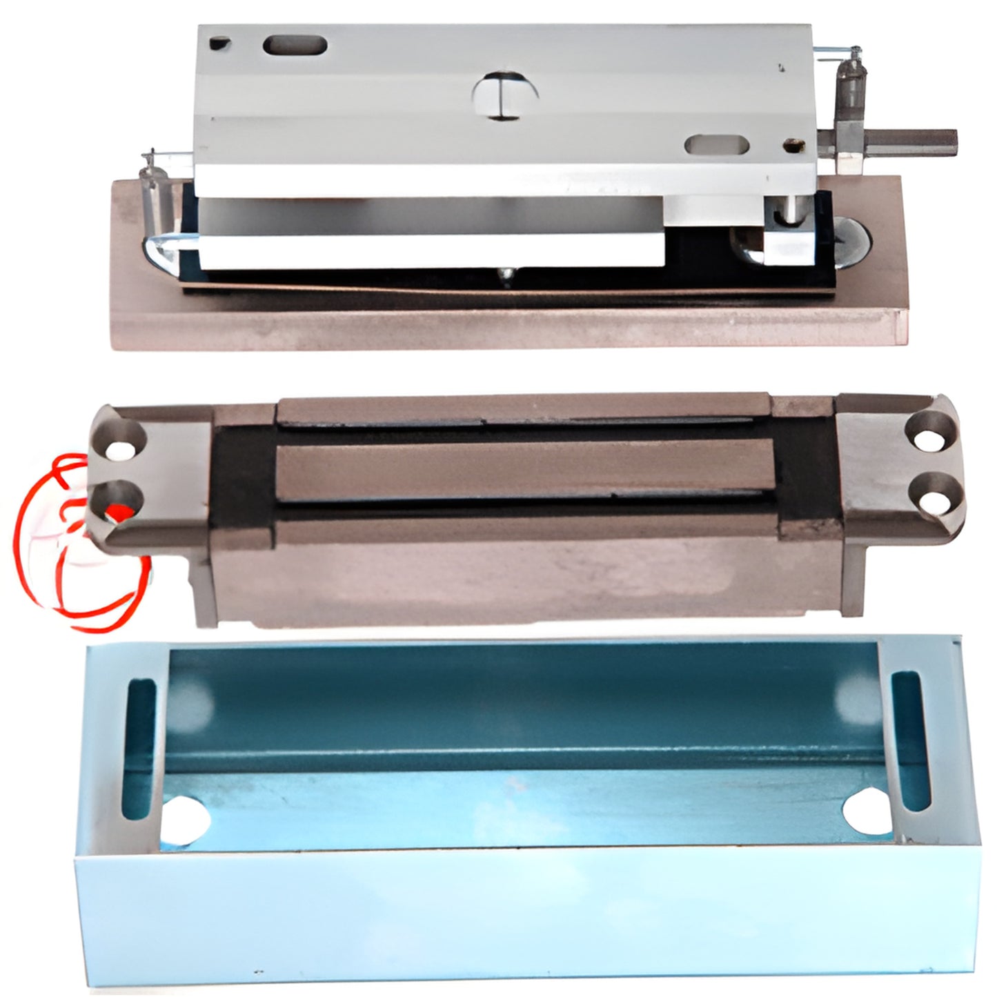 GF3000BRD mortise shear lock kit - stainless shear magnet, armature plate and mounting floor rail, concealed security lock.