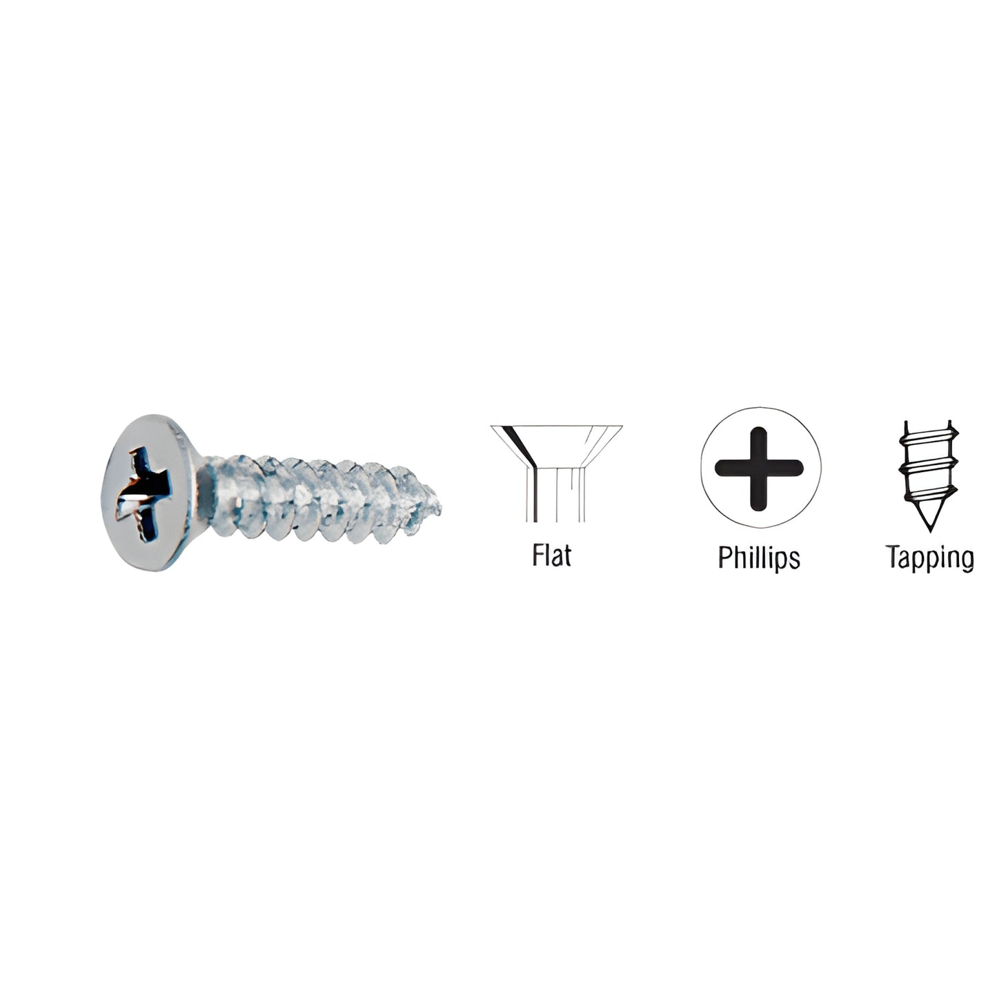 CRL #12 x 2" flat-head Phillips tapping screw, brushed stainless steel, pack of 100 (SKU 12X2FHPBS)