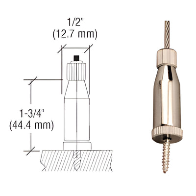 CRL Brushed Nickel Long Round Floor Mount Base for Cable Railing