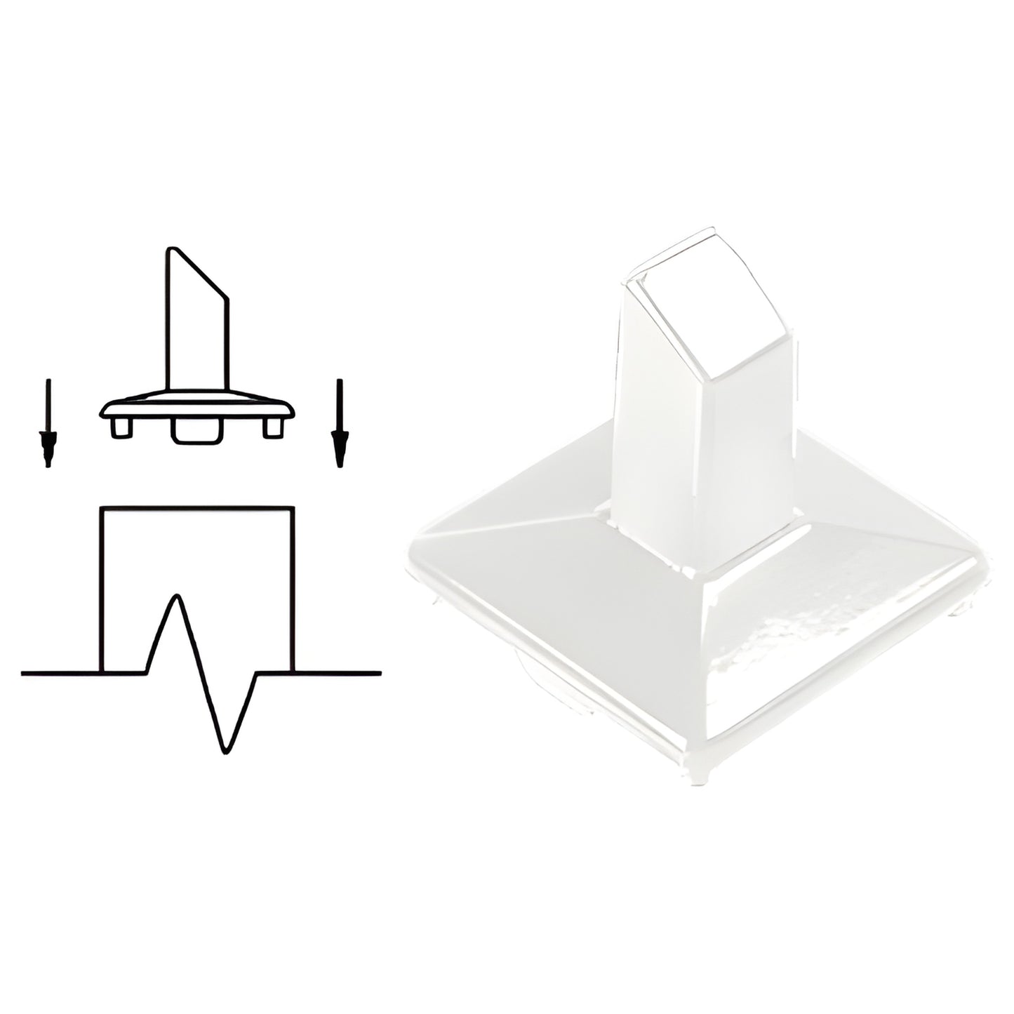 Sky white aluminum CRL intermediate post fitting for 100 Series railings, 180 stair top-rail connector - SKU 1PFW
