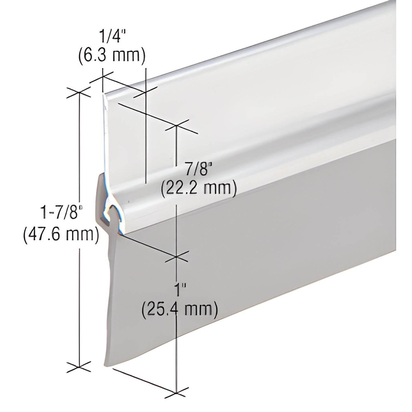 CRL DB005AV48 aluminum door sweep with 1" vinyl sweep, 48" length, 1-7/8" overall height, brushed aluminum finish.