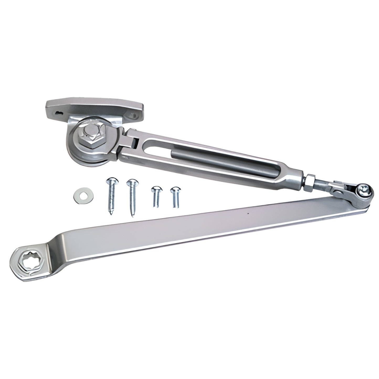 PR4050H0AA aluminum hold-open arm with adjustable link and mounting screws for PR40/PR50 closers.