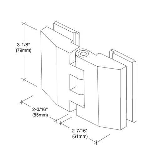 Close-up of CRL Brushed Nickel Regal 180 Series Glass-to-Glass Hinge, sleek and durable de