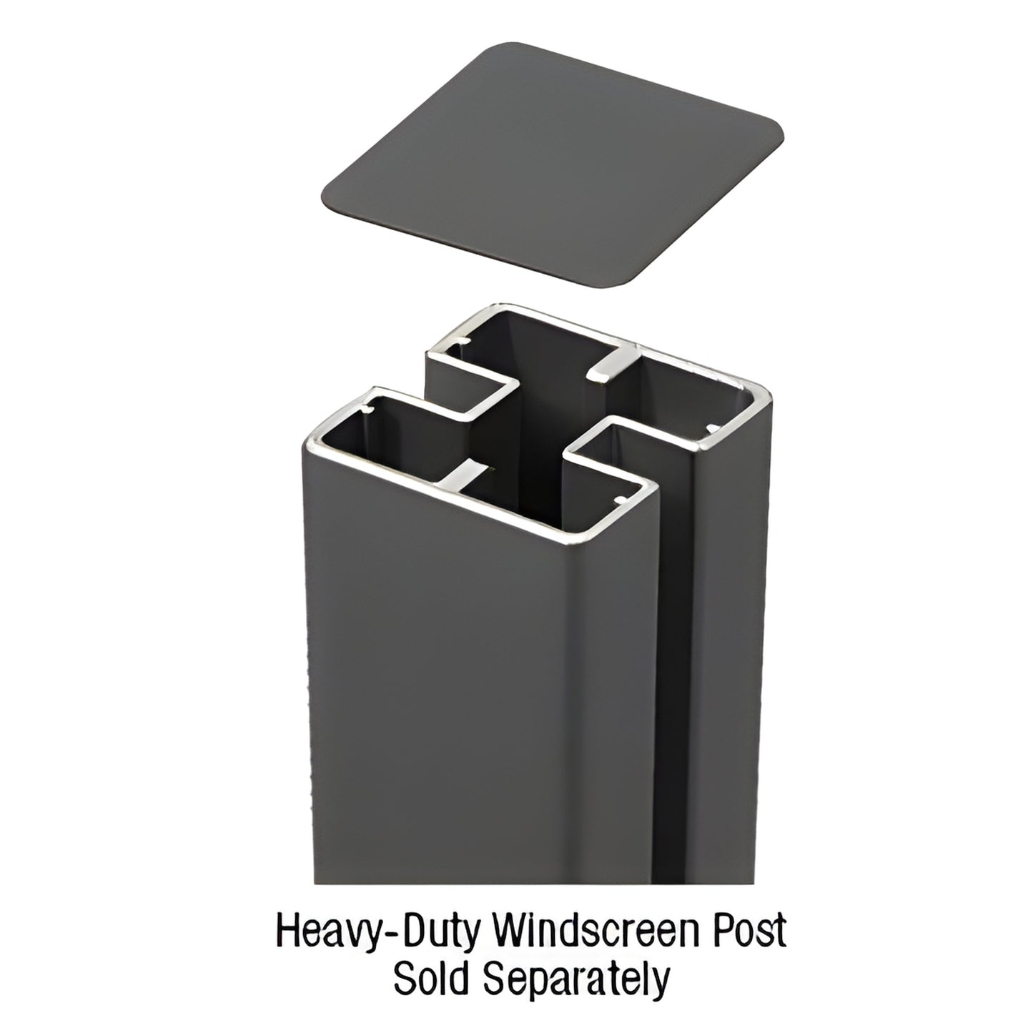 HDPC1BL matte-black aluminum cap for 180 center/end heavy-duty post, shown above post.