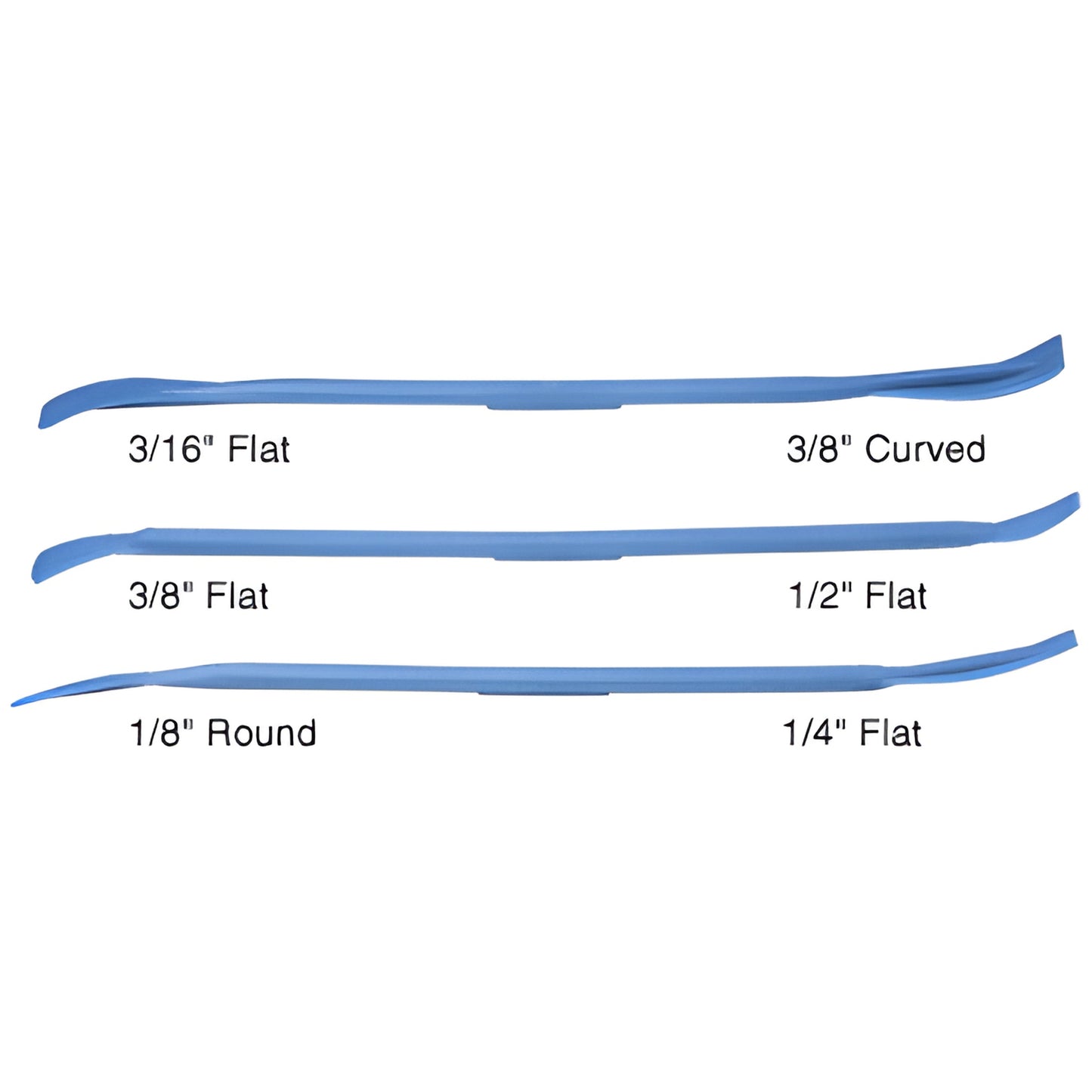 CRL Sealant Spatula Set AB556 - three blue dual-ended tapered caulking tools (7-1/4") for six joint widths, with pouch