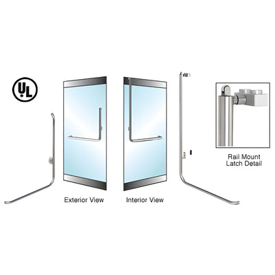 CRL-Blumcraft® Brushed Stainless Left Hand Reverse Rail Mount Keyed Access "B" Exterior, Top Securing Panic Handle for 3/4" Glass