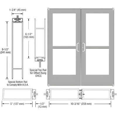 CRL-U.S. Aluminum 550 Offset Pivot Entry Door Pair - Clear Anodized