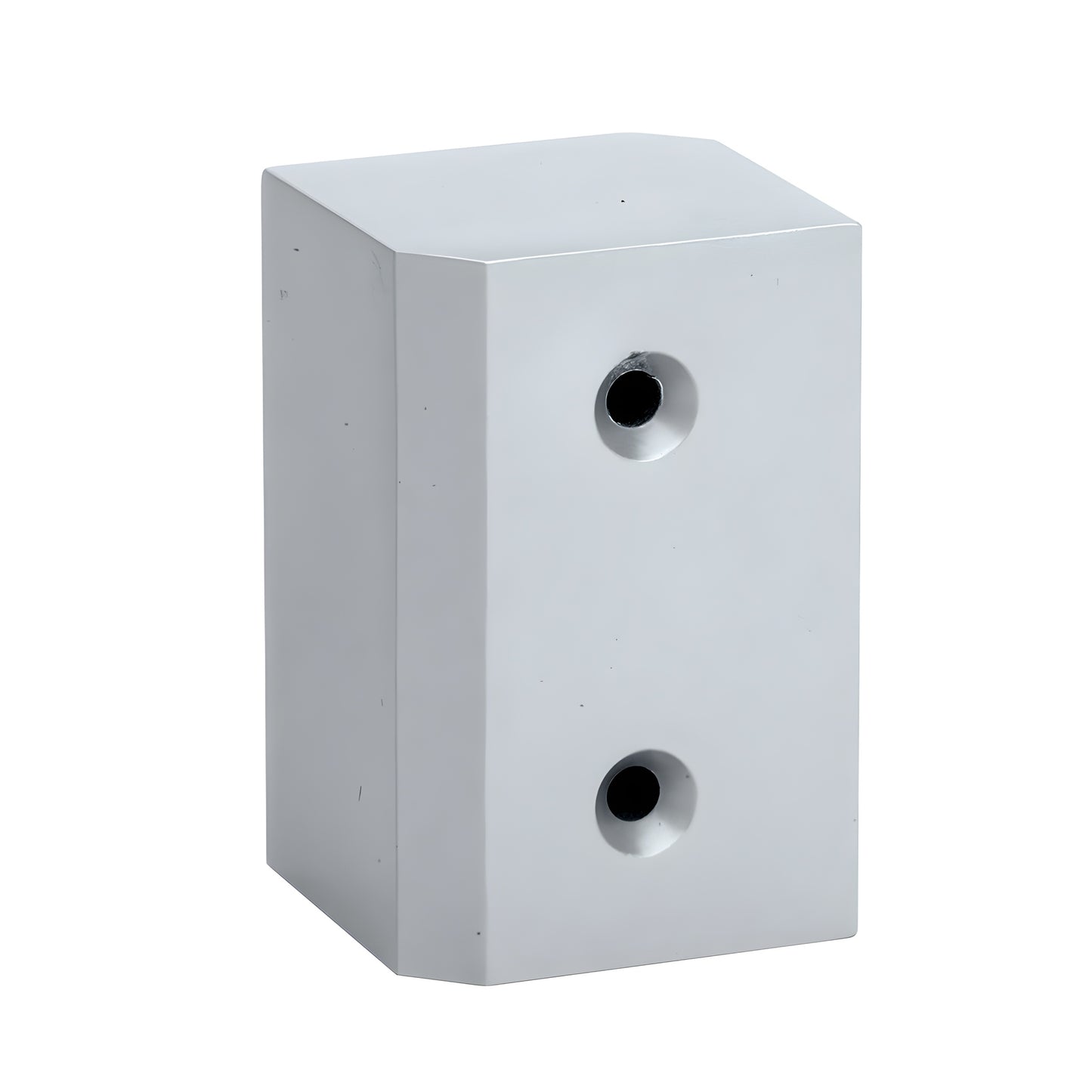 CRL SKU 2095SPS silver metallic surface-mount strike plate for 2-3/8" post, rectangular block with two recessed holes.