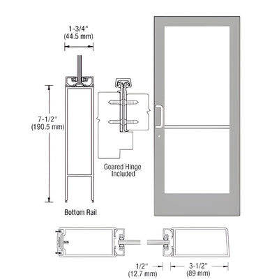 CRL-U.S. Aluminum 400 3'x7' Med Stile Clear Anodized Geared Door