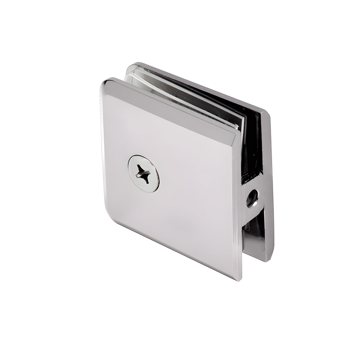 BCU4PN polished-nickel beveled wall-mount glass clamp for 3/8-1/2 in tempered glass, solid brass