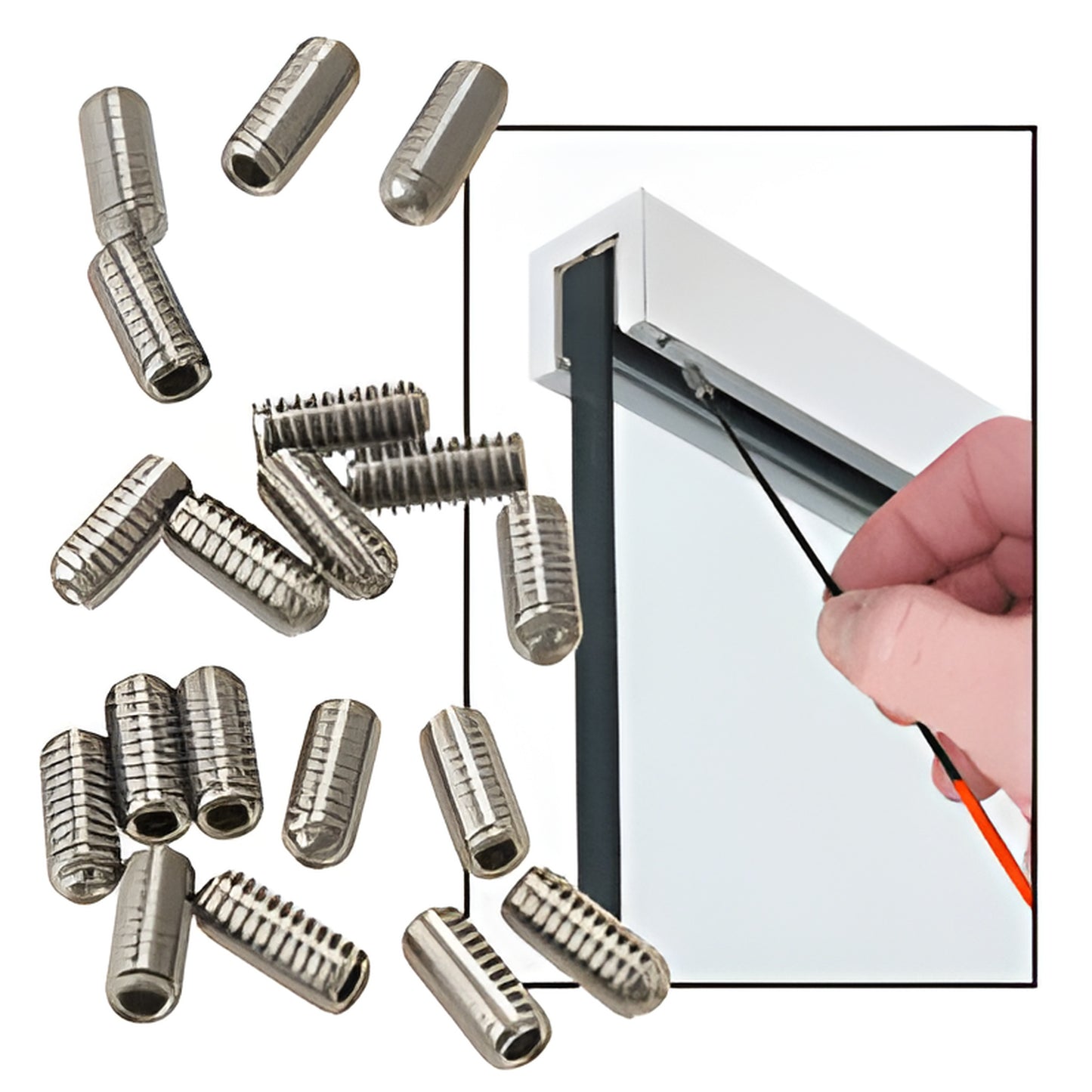 Stainless steel 10-24 x 1/2" replacement set screws for Blumcraft cap rails SKU AS102412