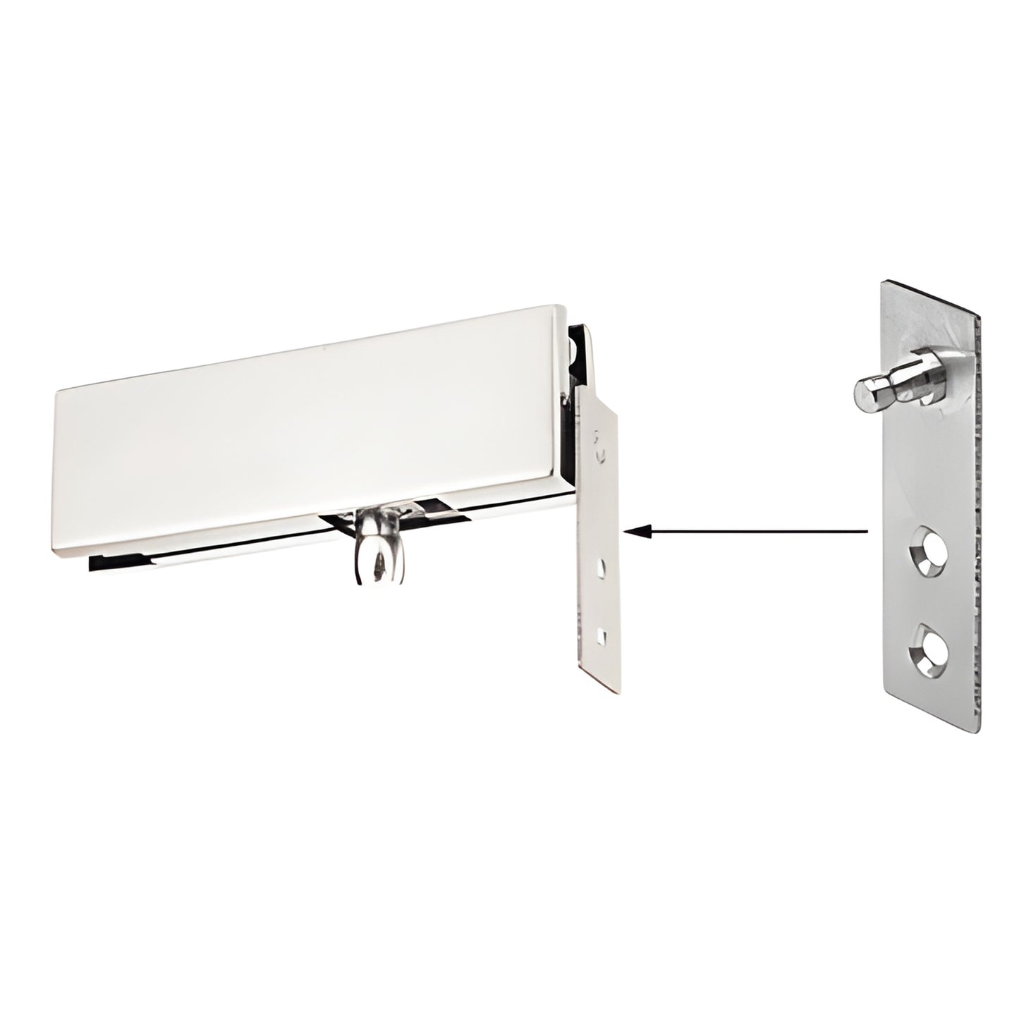 CRL transom patch wall bracket (SKU 1NT340BS), brushed stainless steel concealed hinge-side mounting bracket with hardware.