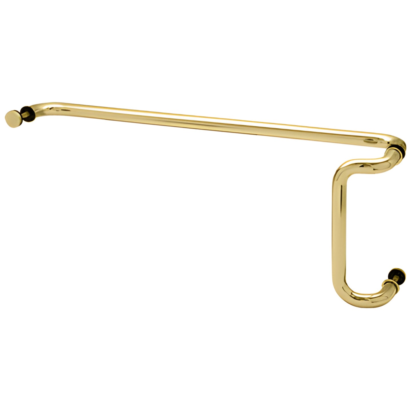 Polished brass glass-mounted push/pull handle CD10X33BR - 1" tubular, for 3/8-3/4" (10-19mm) frameless glass